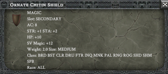 ORNATE CHITIN SHIELD item card